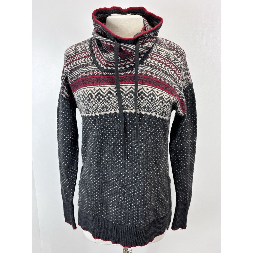 EDDIE BAUER Wool Fair Isle Knit Holiday Sweater Soft Oslo Funnel Neck Small